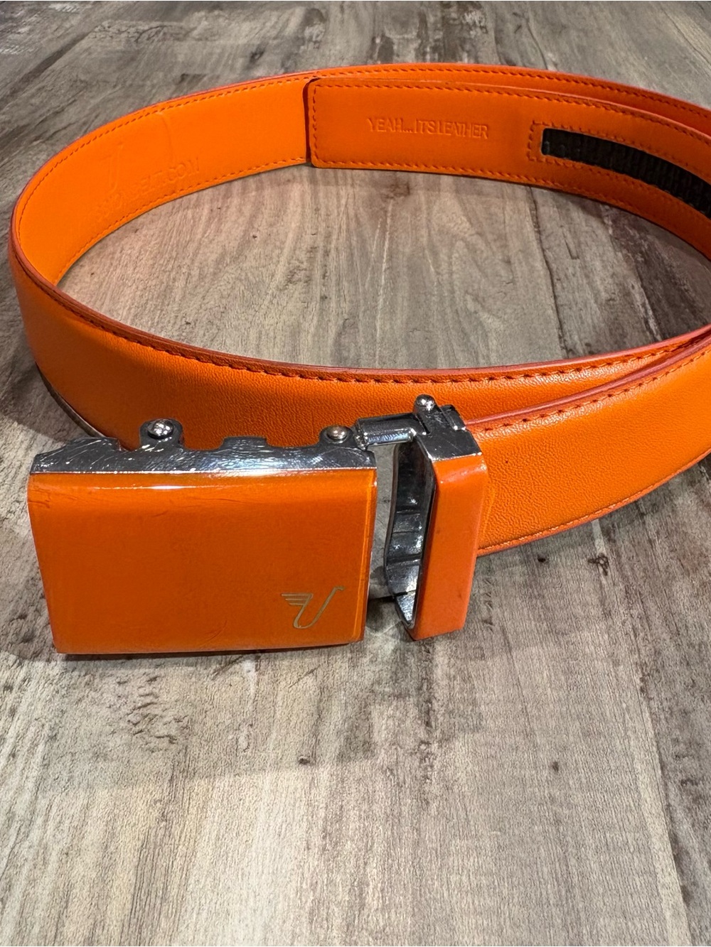Mission Belt Men’s 36/38 Orange Leather With Fugitive 40MM Orange Buckle